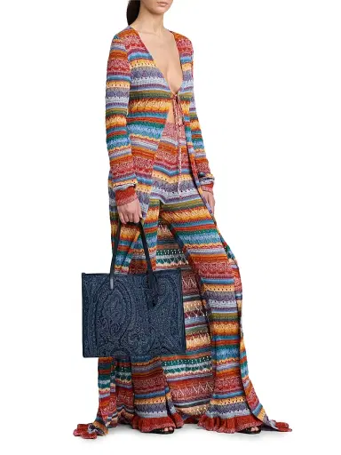 Etro Women's Lovetrotter Large Jacquard Paisley Denim Tote Bag | Thumbnail 2 Etro Women's Lovetrotter Large Jacquard Paisley Denim Tote Bag | Thumbnail 2