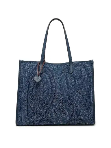 Etro Women's Lovetrotter Large Jacquard Paisley Denim Tote Bag | Thumbnail 1 Etro Women's Lovetrotter Large Jacquard Paisley Denim Tote Bag | Thumbnail 1