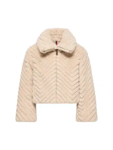 Moncler Little Girl's and Girl's Elra Jacket in Taffeta - Light Beige | Thumbnail 1