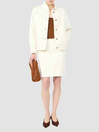Max Mara Women's Short Wool Jersey Skirt - White | Thumbnail 2