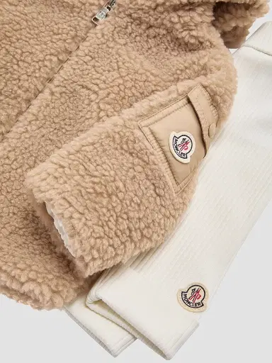 Moncler Baby's Set in Teddy & Cotton - Beige White 12 Months | Thumbnail 4