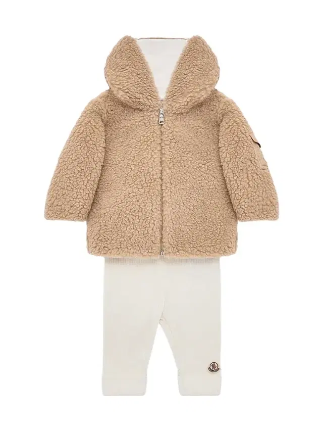 Moncler Baby's Set in Teddy & Cotton - Beige White 12 Months