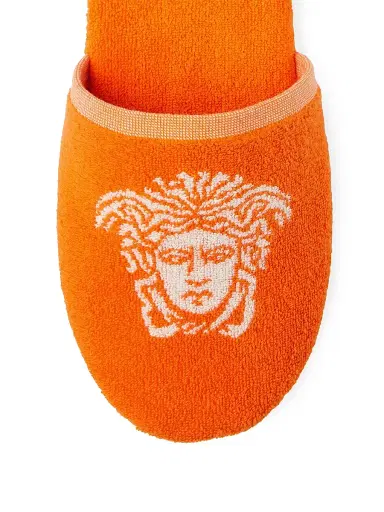 Versace Men's Jacquard Medusa Terry Cotton Bath Slippers - Orange White - Size XL | Thumbnail 3 Versace Men's Jacquard Medusa Terry Cotton Bath Slippers - Orange White - Size XL | Thumbnail 3