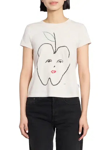 MM6 MAISON MARGIELA Women's Graphic Cotton Jersey T-Shirt - Ecru - Size XS | Thumbnail 3