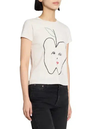 MM6 MAISON MARGIELA Women's Graphic Cotton Jersey T-Shirt - Ecru - Size XS | Thumbnail 4