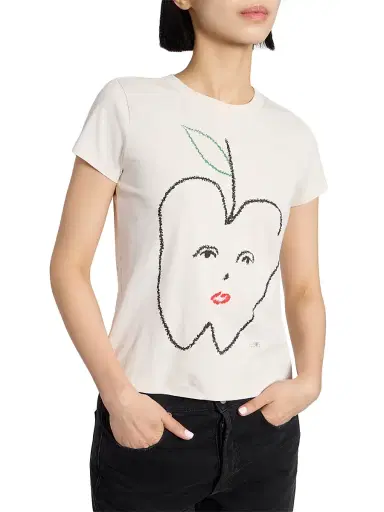 MM6 MAISON MARGIELA Women's Graphic Cotton Jersey T-Shirt - Ecru - Size XS | Thumbnail 6