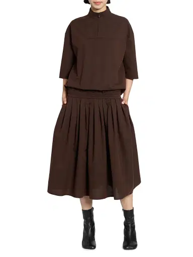MM6 MAISON MARGIELA Women's Cotton-Wool Canvas Midi Dress - Brown - Size 6 | Thumbnail 2