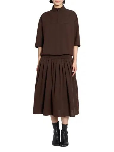 MM6 MAISON MARGIELA Women's Cotton-Wool Canvas Midi Dress - Brown - Size 6 | Thumbnail 3