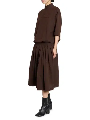 MM6 MAISON MARGIELA Women's Cotton-Wool Canvas Midi Dress - Brown - Size 6 | Thumbnail 4
