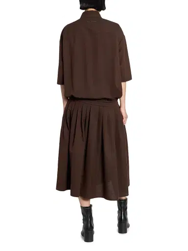 MM6 MAISON MARGIELA Women's Cotton-Wool Canvas Midi Dress - Brown - Size 6 | Thumbnail 5