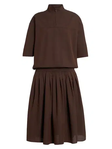 MM6 MAISON MARGIELA Women's Cotton-Wool Canvas Midi Dress - Brown - Size 6 | Thumbnail 1