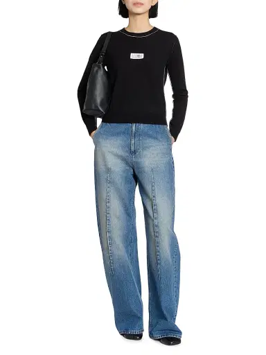 MM6 MAISON MARGIELA Women's Wool Crewneck Sweater - Black - Size XS | Thumbnail 2