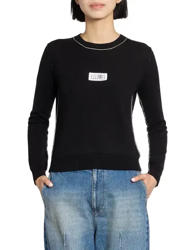 MM6 MAISON MARGIELA Women's Wool Crewneck Sweater - Black - Size XS | Thumbnail 3