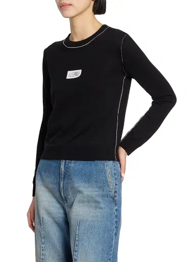 MM6 MAISON MARGIELA Women's Wool Crewneck Sweater - Black - Size XS | Thumbnail 4