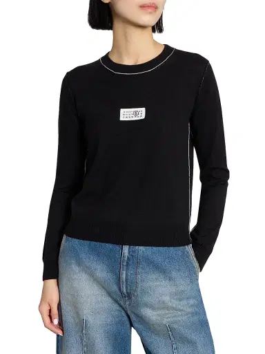 MM6 MAISON MARGIELA Women's Wool Crewneck Sweater - Black - Size XS | Thumbnail 6