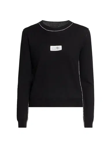 MM6 MAISON MARGIELA Women's Wool Crewneck Sweater - Black - Size XS | Thumbnail 1
