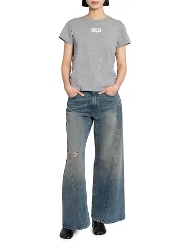 MM6 MAISON MARGIELA Women's Logo Cotton Jersey T-Shirt - Grey Melange - Size XS | Thumbnail 2