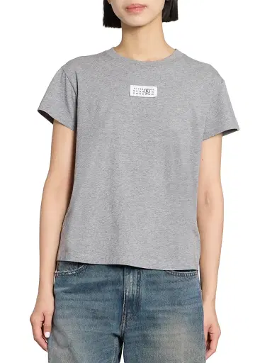 MM6 MAISON MARGIELA Women's Logo Cotton Jersey T-Shirt - Grey Melange - Size XS | Thumbnail 3