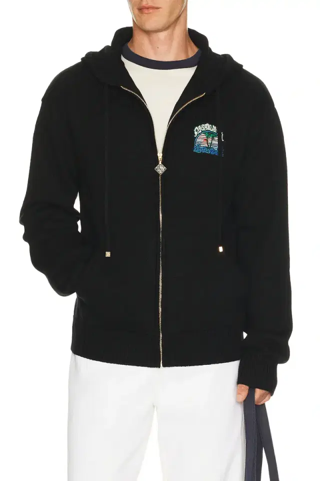 Casablanca Palm Tree Emblem Zip Up Hoodie