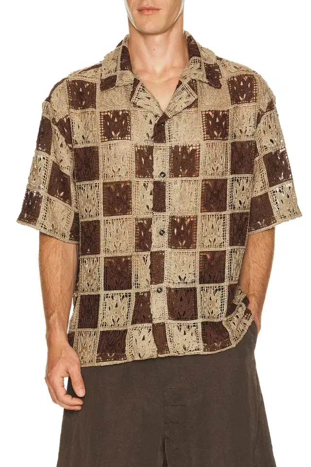 Amiri MA Check Lace Camp Shirt