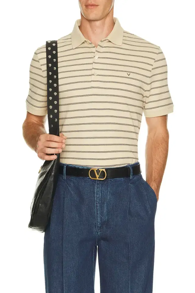 Valentino Striped Jersey Polo