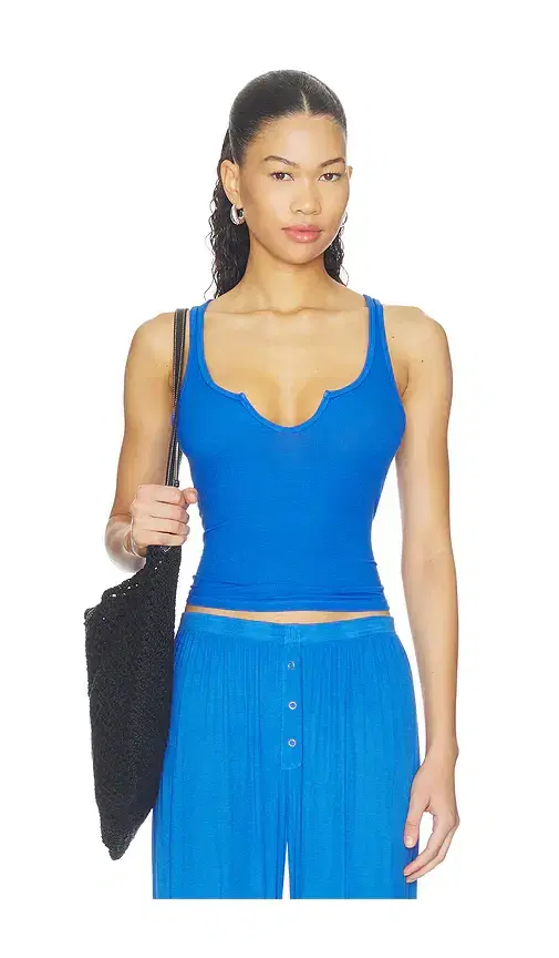 Michael Lauren Kyler Cropped Tank With Open Slit Front
