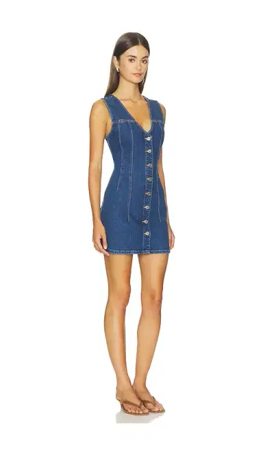 Good American The Denim V Neck Dress | Thumbnail 2