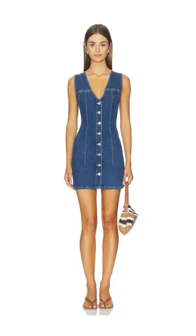 Good American The Denim V Neck Dress | Thumbnail 1