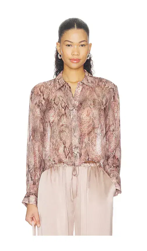 L'AGENCE Cosette Crop Hi Low Shirt