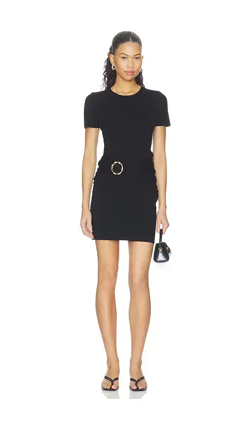 SIMKHAI Leni Short Sleeve Draped Mini Dress