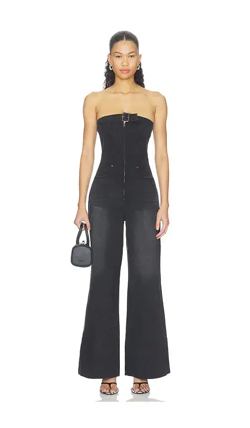 Dark Angel Strapless Wide Leg Denim Jumpsuit