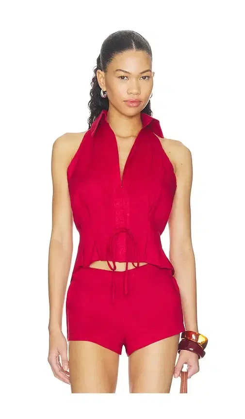AEXAE Linen Sweetheart Top
