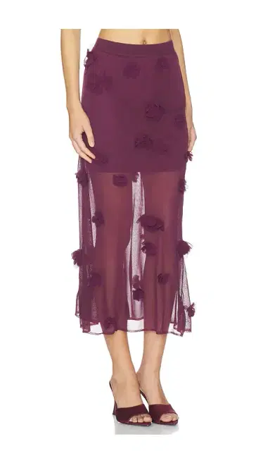 Simkhai Cora Floral Applique Midi Skirt | Thumbnail 2