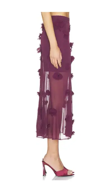 Simkhai Cora Floral Applique Midi Skirt | Thumbnail 3