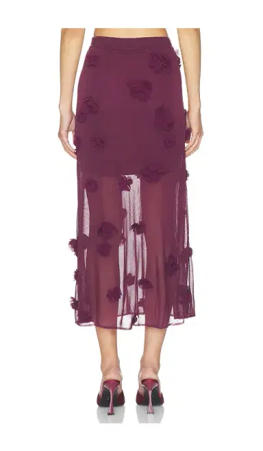 Simkhai Cora Floral Applique Midi Skirt | Thumbnail 4