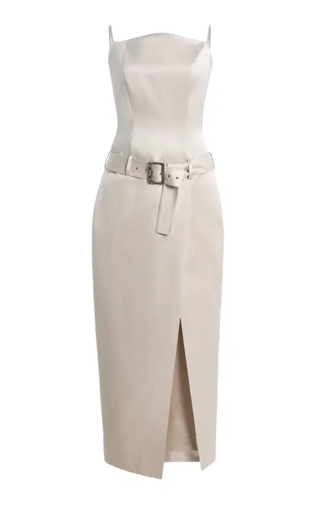 Wiederhoeft Exclusive Julie Belted Cotton-Silk Satin Midi Dress
