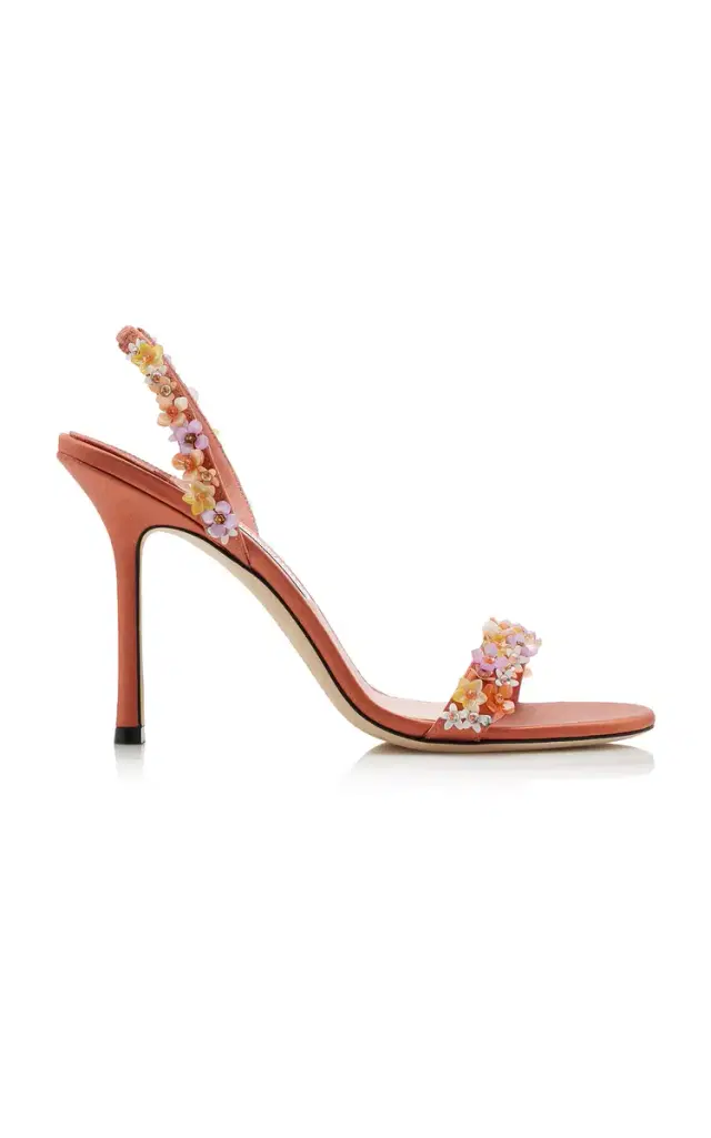 Jenn Daisy-Embroidered Satin Sandals