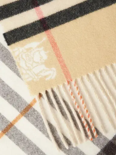 Burberry Fringed Checked Cashmere Scarf - Men | Thumbnail 3