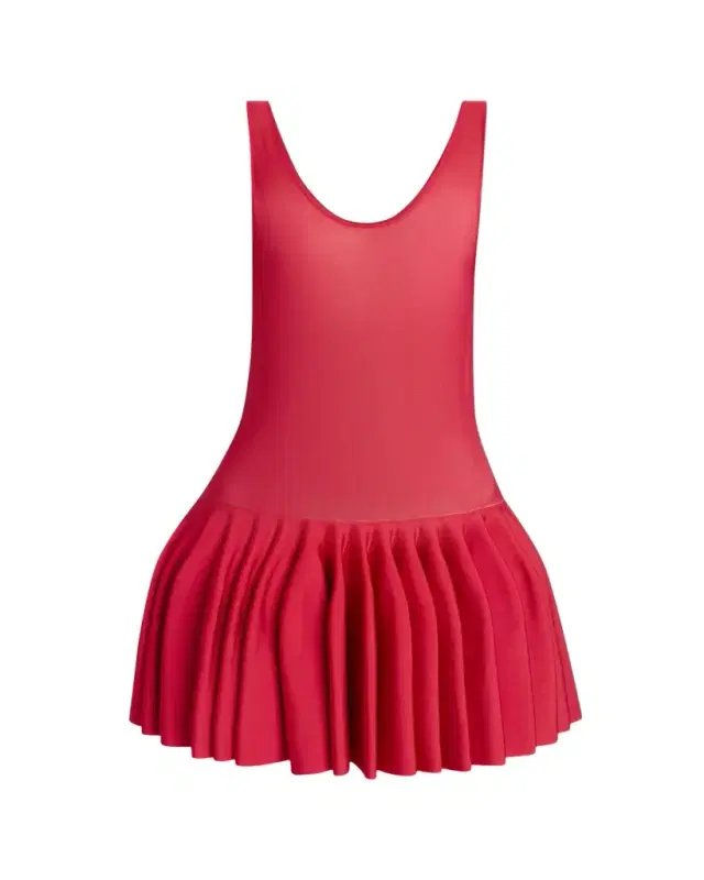 ALAIA Sleeveless Drop-Waist Flared Skirt Mini Dress