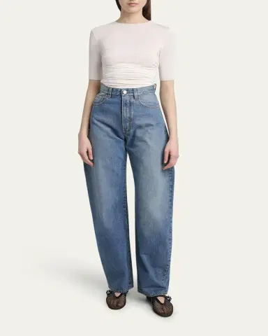 ALAÏA Ruched Short-Sleeve Top | Thumbnail 2