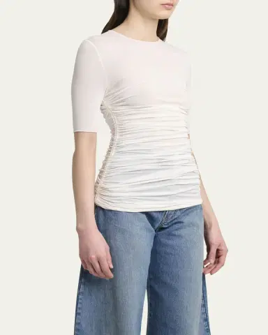 ALAÏA Ruched Short-Sleeve Top | Thumbnail 4