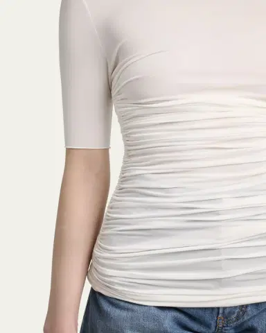 ALAÏA Ruched Short-Sleeve Top | Thumbnail 5