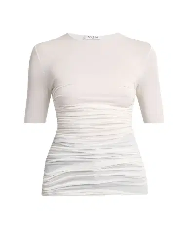 ALAÏA Ruched Short-Sleeve Top | Thumbnail 1