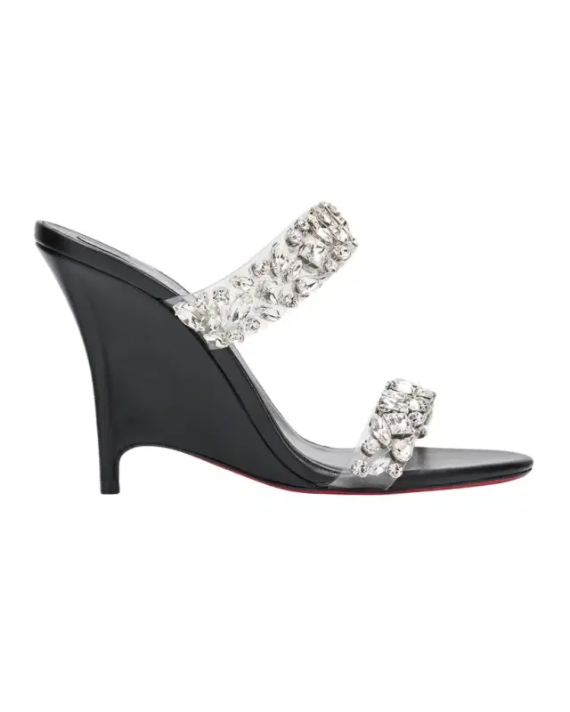 Christian Louboutin 100mm Solo Zee Embellished Leather Wedge Sandals
