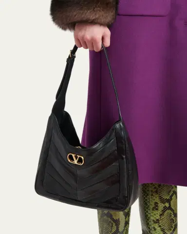 Valentino Garavani Medium Chevron Leather Hobo Bag | Thumbnail 2