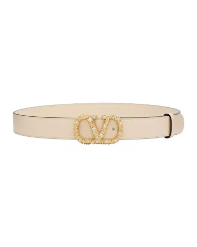 Valentino Garavani VLogo Signature Belt In Shiny Calfskin with Crystals | Thumbnail 3
