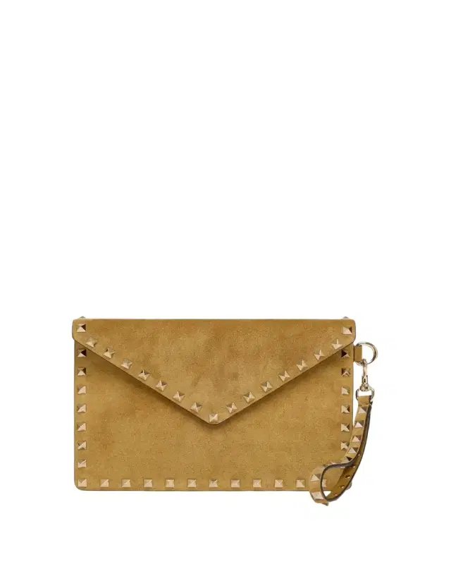 Valentino Garavani Rockstud Suede Wristlet Pouch Bag