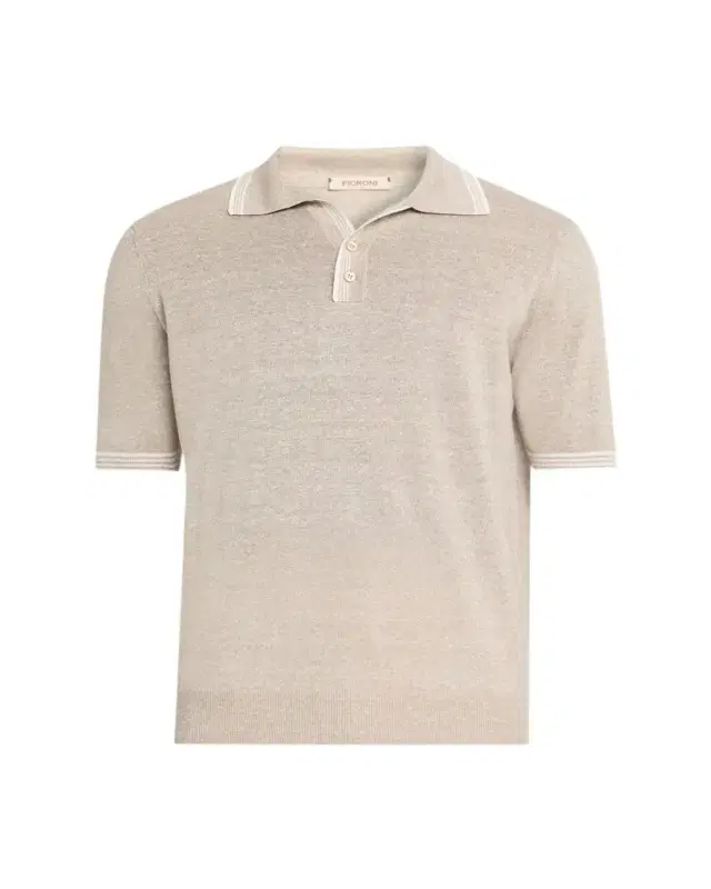 Fioroni Men's Heathered Linen-Cotton Polo