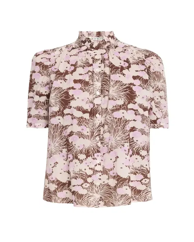 Alix of Bohemia Winnie Short-Sleeve Floral Cotton Blouse