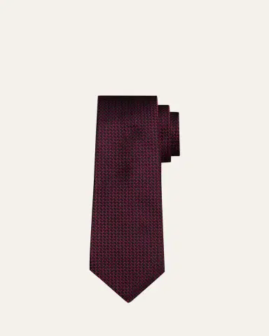 Kiton Men's Abstract Woven Silk Sevenfold Tie | Thumbnail 2